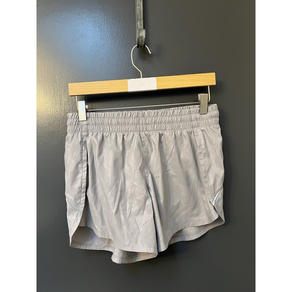 Athleta Shorts Womens Small Gray Camo Embossed Racer Running Athletic Workout